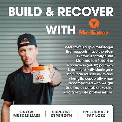 Genius Muscle Builder & Mass Gainer Supplement, Salted Caramel - 100% Naturally Flavored & Sweetened - Anabolic Activator for Men & Women - Weight Gainer, Lean Muscle Growth for Bodybuilding