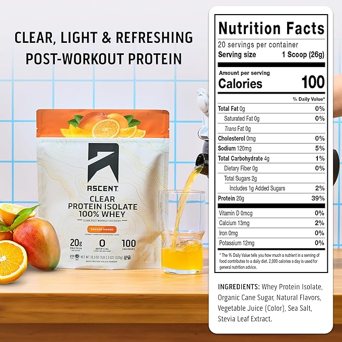 Ascent Clear Whey Protein Isolate - Orange Mango