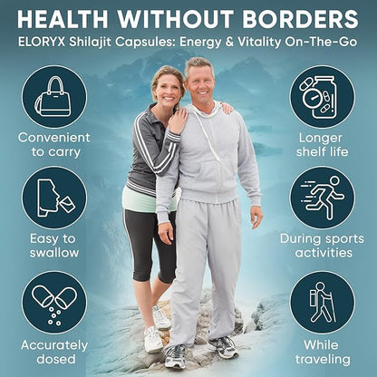 Pure Himalayan Shilajit Supplement 60 Capsules 60% Fulvic Acid 85+ Trace Minerals for Energy Boost & Immune Support Shilajit for Men & Women Alternative to Authentic Shilajit Resin or Pills, USA Made