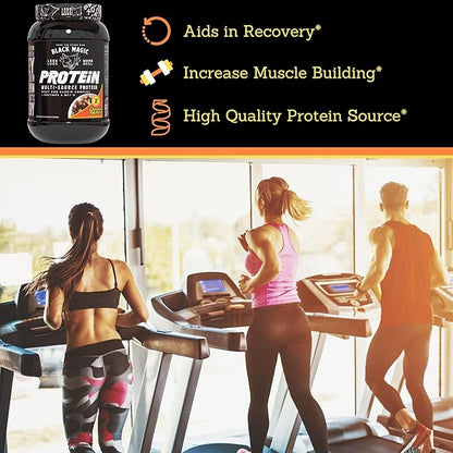 Worldwide Nutrition Bundle: Black Magic Multi-Source Casein Protein Powder-Whey, Egg Albumin Enzymes, Micellar Casein & MCT-Muscle Mass Gaining Bodybuilding-Chocolate PB Puffs 2LB & Keychain