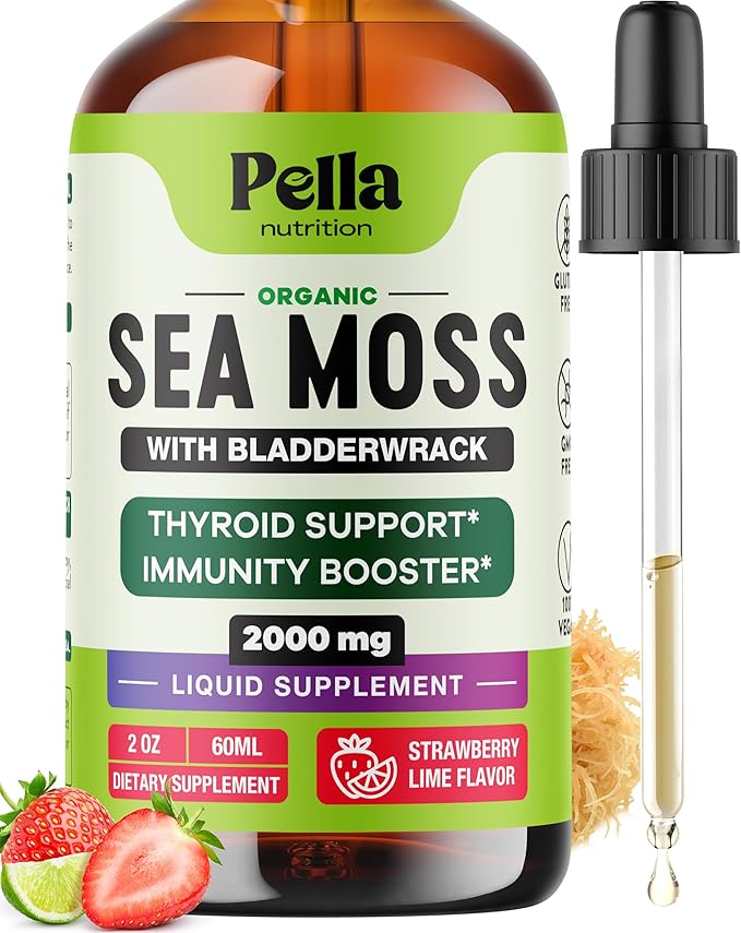 Organic Sea Moss Drops - Irish Sea Moss - 4X Stronger than Sea Moss Gel, Capsules and Gummies - Superfood Seamoss - Joint Support Supplement - Immune Support Supplement (Strawberry Lime, 60mL)