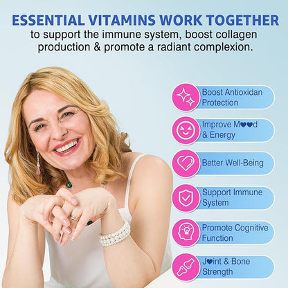 Sugar Free Biotin 1000mcg Collagen Filled Gummies, Multivitamin for Women Hair Skin and Nails Vitamins for Hair Growth, with Hydrolyzed Collagen Peptide hyaluronic Acid MSM Vitamin A C D3 E B Complex