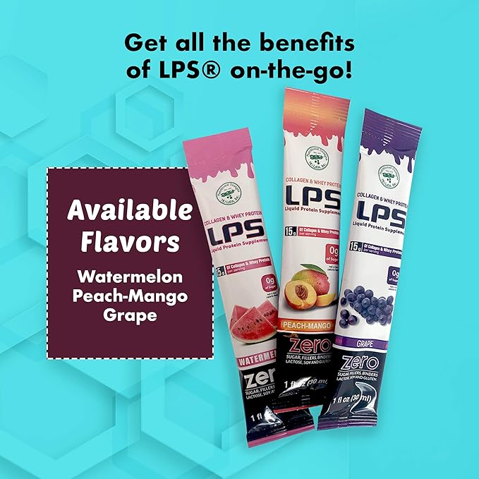 Nutritional Designs LPS Liquid Collagen & Whey Protein Supplement - Sugar-Free Non-GMO Drink - Promotes Healthy Skin & Hair for Men & Women (Peach Mango)