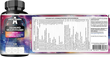 APOLLO'S HEGEMONY Diamond Multivitamin 120 Vegan Tablets - Comprehensive Vitamin and Mineral Blend- 2 Month Supply - Support for Energy and Vitality - from
