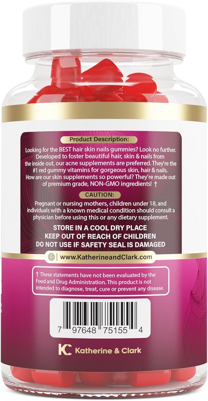 Panto Gold Vitamin B5 Pantothenic Acid Gummies for Acne - Hair Skin and Nails Gummies - Biotin, Zinc, Folic Acid Chewable Non-GMO Gluten-Free for Body - Oily Skin Gummies - 60 Count