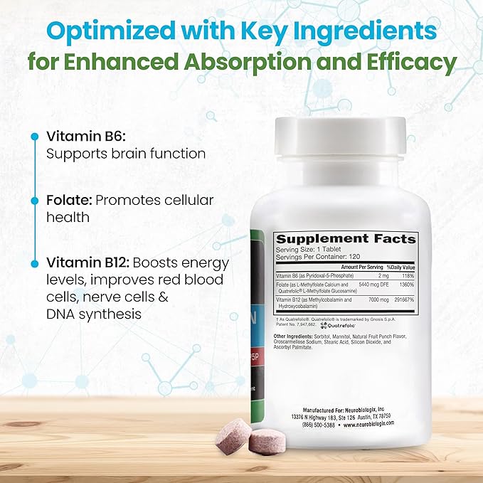 Methylation Complete in Fast-Dissolving Tablets - Methylated B Complex Vitamins to Aid Over 200 Body Processes - Supports Energy, Cell Function & Immunity - Enhanced Absorption with B12, B6 & Folate