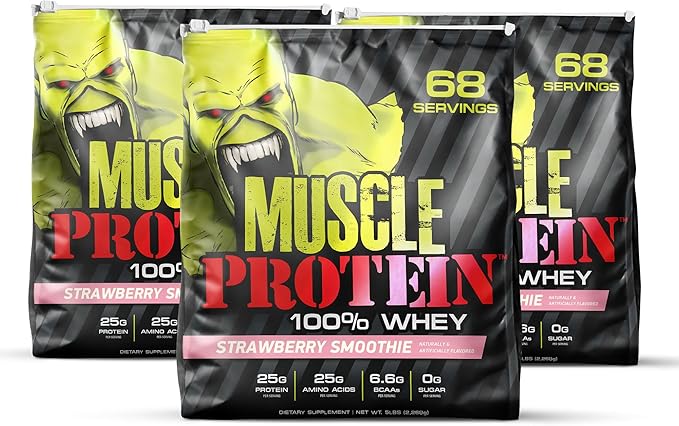 Whey Protein Powder [15 lbs/Pack of 1]–Strawberry Protein, Cold Filtered, 25g Pure Protein, 6.6g BCAAs/Serving(Packaging May Vary)