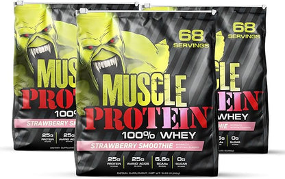 Whey Protein Powder [15 lbs/Pack of 1]–Strawberry Protein, Cold Filtered, 25g Pure Protein, 6.6g BCAAs/Serving(Packaging May Vary)