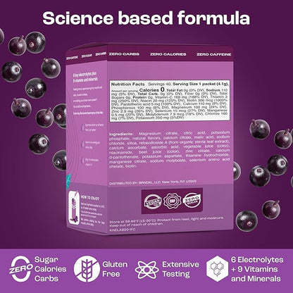 Key NUTRIENTS Multivitamin Electrolytes Powder Packets - Delicious Acai Berry 40 Pack Hydration Packets - Travel Hydration Powder - No Sugar, No Calories, Gluten Free - Made in USA