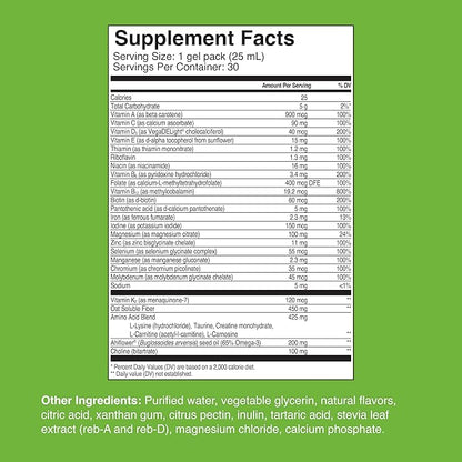 Healthycell Vegan Essentials - Liquid Multivitamin Supplement for Brain, Heart, Immunity, Energy, Skin and Hair Support - Vegan Multivitamin for Women & Men - Maximum Absorption - 30 Gel Packs