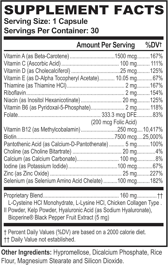 Hair Skin Nails - Biotin Vitamins for Hair, Skin & Nails - Biotin & Collagen Supplement for Women & Men