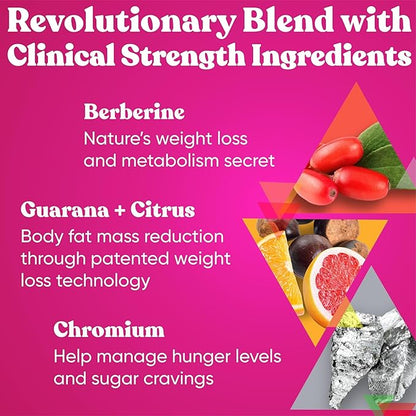 Metabolism for Her - Weight Loss Pills for Women - Appetite Suppressant, Fat Burner, Metabolism Booster - Combat Cravings & Lose Belly Fat - Berberine, Chromium Picolinate & Guarana - 60 Veg Capsules