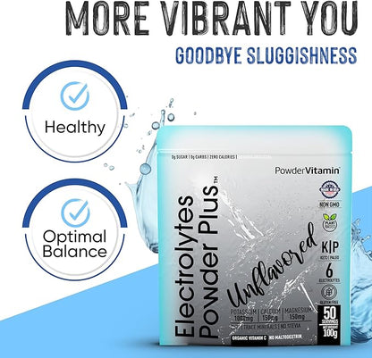 Electrolytes Powder Plus (50 Servings) Unflavored Electrolyte Powder Keto, Sugar Free, Pink Himalayan Salt.,1000mg Potassium,150mg Calcium,150mg Magnesium, Hydration Powder NO STEVIA