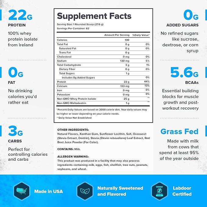 LEGION Whey+ Whey Isolate Protein Powder from Grass Fed Cows - Low Carb, Low Calorie, Non-GMO, Lactose Free, Gluten Free, Sugar Free, All Natural Whey Protein Isolate, 5 Pounds (Strawberry Banana)