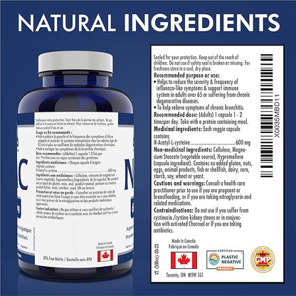 Summit Supplements - NAC Supplement 600mg, Nac n-Acetyl cysteine, Supports Antioxidant Glutathione Levels, Immune System Support, Liver Support - Product of Canada - 150 Capsules
