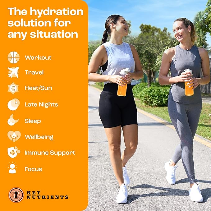 KEY NUTRIENTS Multivitamin Electrolytes Powder No Sugar - Tangy Orange Electrolyte Powder - Endurance & Energy Supplement - Hydration Powder - No Calories - 90 Servings - Made in USA