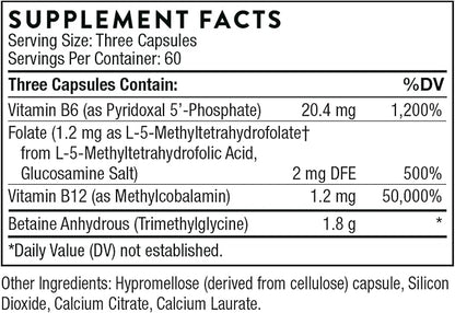 THORNE Methyl-Guard - Methylation Support Supplement with Folate and Vitamin B12-180 Capsules