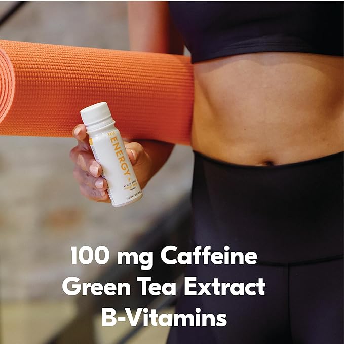 Tru Energy Shot, Orange Mango Flavored Extra Strength Energy Shots - Zero Sugar Energy Drink plus Vitamin B3, B6, B12, and Green Tea - Natural Caffeine, GF, Keto, Vegan Supplement, 2oz (Pack of 24)