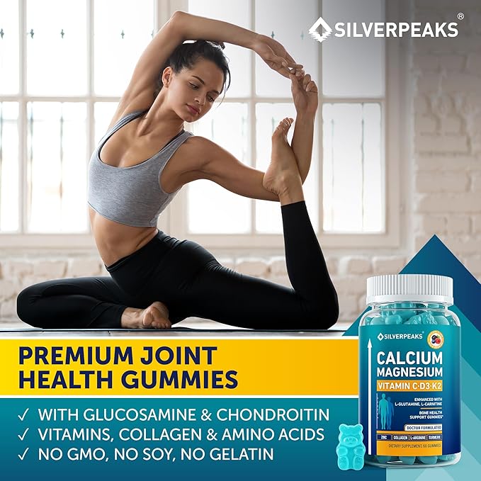 Calcium Magnesium Gummies – Bone & Immune Support for Women & Men with Vitamin D3, K2, Zinc & Collagen – Natural Multi-Vitamin Supplement for Strong Bones & Overall Wellness – 60 Chews