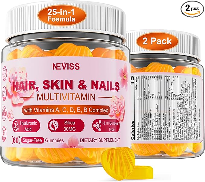 Sugar Free Multivitamin for Women Gummies with Biotin 5000mcg, Collagen MSM Hyaluronic Acid, Vitamin A C D3 E & B Complex and Methyl Folate & B12, Organic Multi Vitamins for Hair Skin Nails, Energy