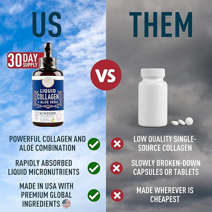 Colageno Hidrolizado para Mujer - Colágeno Líquido para Mujeres con Suplemento de Aloe Vera - 750MG Péptidos de Colágeno Marino 125mg Aloe Vera - Colágeno de Pescado Líquido - 60ml Gotas de Colágeno