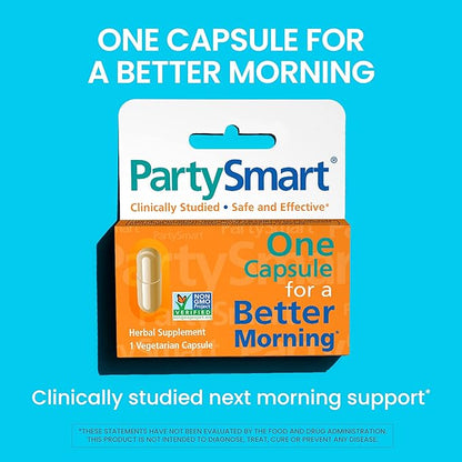 Himalaya PartySmart, One Capsule for a Better Morning After Drinking, Plant Based, Liver Support, Alcohol Breakdown, Clinically Studied, Non-GMO, Herbal Supplement, 10 Capsules