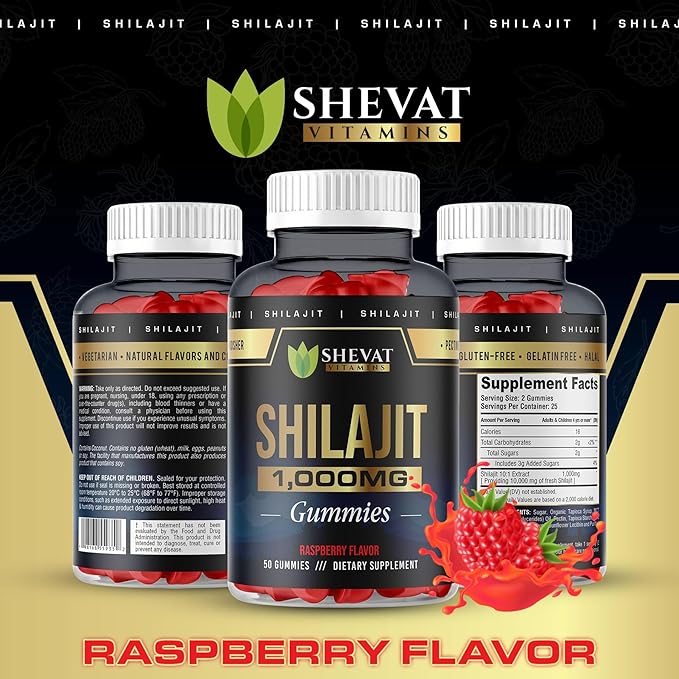 Authentic Himalayan Shilajit gummies 1000mg-Non GMO Raspberry cured pure shilajit gummies for Men&Women Shilajit Pure Himalayan organic Gummies with Trace Minerals&Fulvic Acid organic-Immunity Support