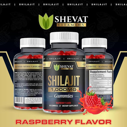 Authentic Himalayan Shilajit gummies 1000mg-Non GMO Raspberry cured pure shilajit gummies for Men&Women Shilajit Pure Himalayan organic Gummies with Trace Minerals&Fulvic Acid organic-Immunity Support