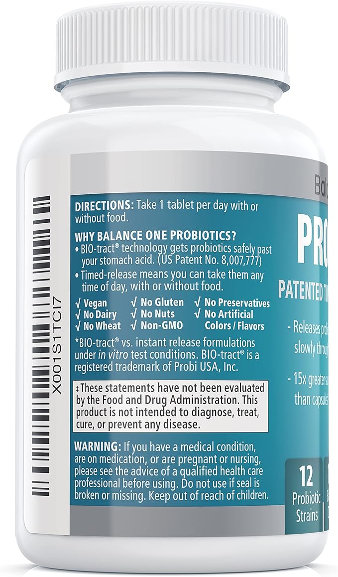 Probiotic, Daily Probiotics for Women & Men, Shelf Stable, 15 Billion CFUs with Prebiotics, 12 Strains, Lactobacillus Plantarum Acidophilus & Paracasei, 60 Time-Release Tablets