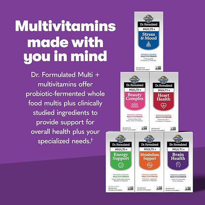 Garden of Life Dr Formulated Multi+ Brain Health, Fermented Liposomal Multivitamin + Lutein & Zeaxanthin, Vitamin D3 & Probiotics - Memory & Focus Support, Digestive & Immune Health, 30 Capsules