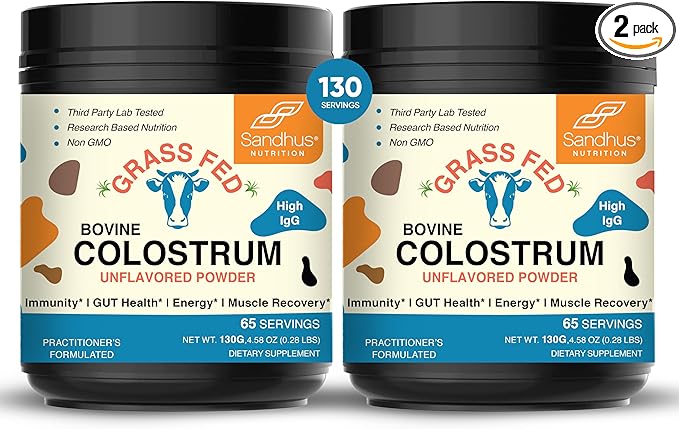 Sandhu's Pure Bovine Colostrum 130 Servings for Humans | Unflavored | Supports Immune Health