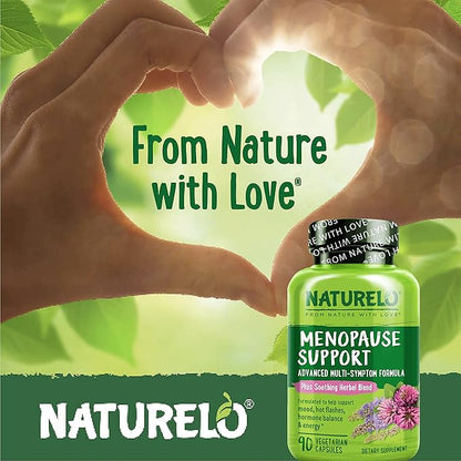 NATURELO Menopause Supplements for Women, Herbal Blend with Black Cohosh for Menopause Hot Flashes Advanced Multi-Symptom Formula 90 Capsules