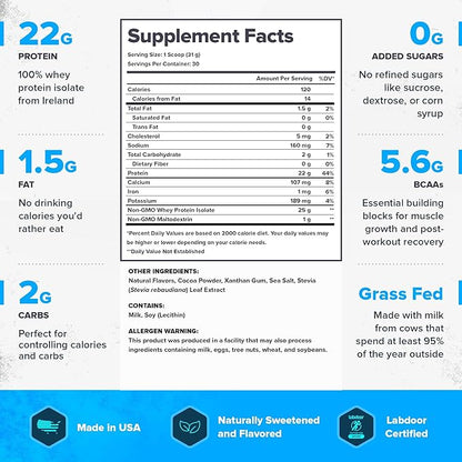 LEGION Whey+ Whey Isolate Protein Powder from Grass Fed Cows - Low Carb, Low Calorie, Non-GMO, Lactose Free, Gluten Free, Sugar Free, All Natural Whey Protein Isolate 30 Serving (Mocha Cappuccino)
