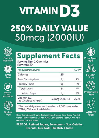 Lunakai Vitamin D3 and Vitamin B12 Gummies Bundle - Immunity, Bone and Mood Support VIT D3 2000IU Supplement - 3000mcg Methylcobalamin High Absorption Energy Gummy - 30 Days Supply