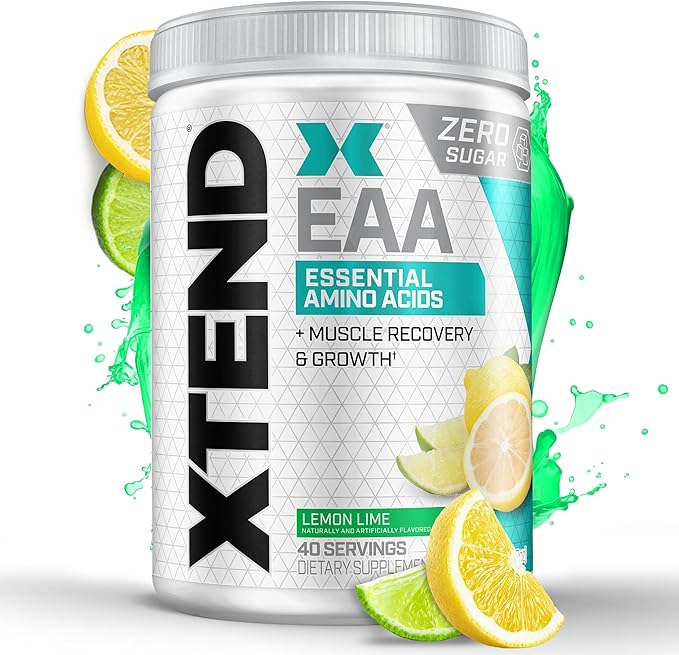 Scivation XTEND EAA + BCAA Powder | Muscle Recovery & Lean Muscle Growth | 9 Essential Amino Acids for Intra Workout or Post Workout Recovery | 10g EAAs Per 2 Servings | Lemon Lime 40 Servings