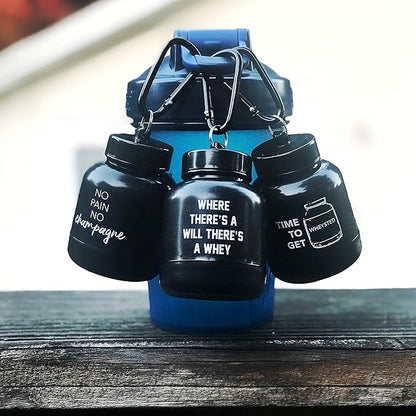 Protein Powder & Supplement Funnel Keychain, Portable To-Go Container for The Gym, Workouts, Fitness, & Travel - TSA Approved, Where There's A Will There's A Whey