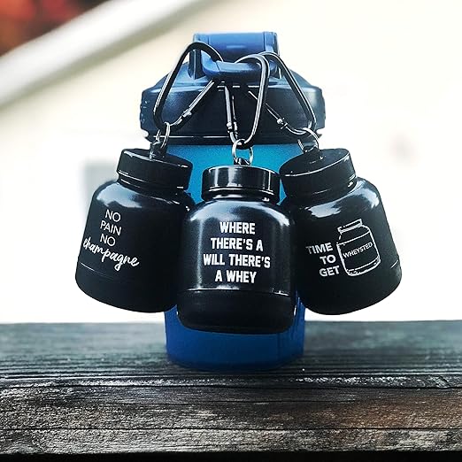 Protein Powder & Supplement Funnel Keychain, Portable To-Go Container for The Gym, Workouts, Fitness, & Travel - TSA Approved, No Pain No Champagne