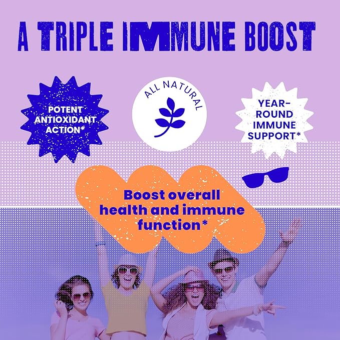 Immunity Gummies - All Natural, Vegan Immune Support for Kids & Teens - Echinacea, Vitamin C, Vitamin D3, Propolis and Elderberry Gummies - Berry Flavor - 60/ct