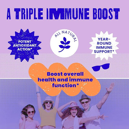 Immunity Gummies - All Natural, Vegan Immune Support for Kids & Teens - Echinacea, Vitamin C, Vitamin D3, Propolis and Elderberry Gummies - Berry Flavor - 60/ct