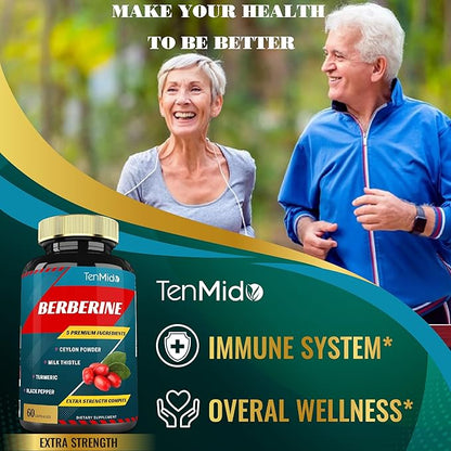 Berberine Supplement Extract Capsules, 2 Months Supply & Ceylon, Milk Thistle, Turmeric, Black Pepper | Immune Function Supports, Weight Management Supplements