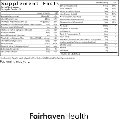 Fairhaven Health FH Pro for Women | Premium Fertility Supplement for Women | Cycle Regularity and Egg Quality for Her | Female Multivitamin for Conception Support | 180 Capsules | 1 Month Supply