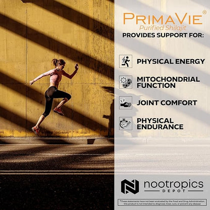 Nootropics Depot PrimaVie Shilajit Capsules | 250mg | 90 Count | Purified Extract | Ayurvedic Herb | Supports Mitochondrial Function + Boosts Endurance