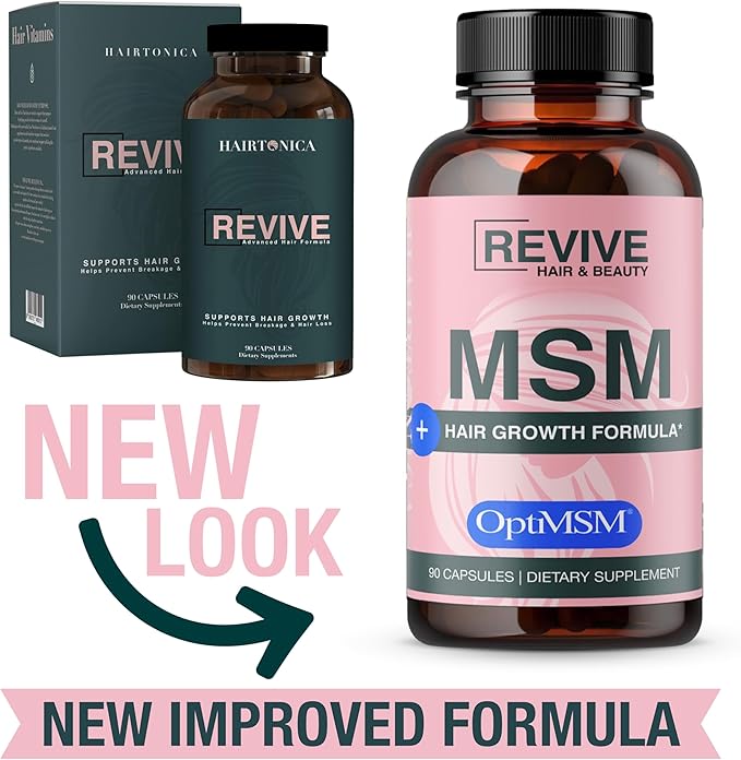 Hair Vitamins MSM powder Faster Hair Growth Hairtonica - Hair Growth Supplement - Support Hair Loss & Thinning Hair - MSM 1,000mg Hair Supplement Biotin 5000mcg, Keratin – Packaging may vary 90 ct