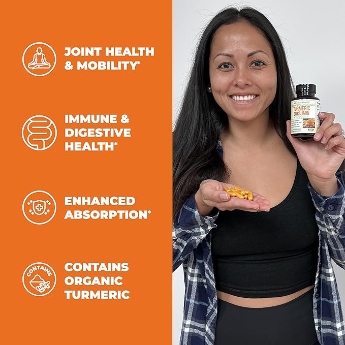 Turmeric Supplement - Turmeric Curcumin Supplement. 1200mg Turmeric Powder Organic & Bioperine Joint Support Supplement. 95% Curcuminoids. Organic Turmeric Curcumin with Black Pepper - 120 Caps 2 Pack