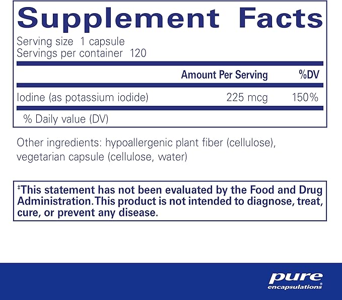 Pure Encapsulations Iodine - Supplement to Support The Thyroid & Help Maintain Healthy Cellular Metabolism - with Premium Potassium Iodide - 120 Capsules