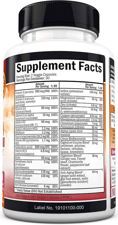 Multivitamin for Women with Vitamin D3 - Multivitamins for Bone Breast Skin Joint Energy - Vitamins for Immunity Support - Immune System Boost Natural Immune Defense - Joint Support Supplement - 60Ct