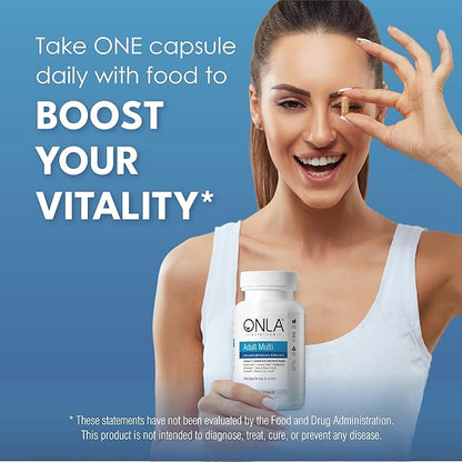 ONLA Elderberry Supplements for Women 80mg - Vegan Multivitamins for Immune Support with Echinacea 20mg, Zinc, Vitamin A,C, D3, & B6 - Non-GMO, Gluten-Free Daily Capsules- 3 Month Supply-Made in USA