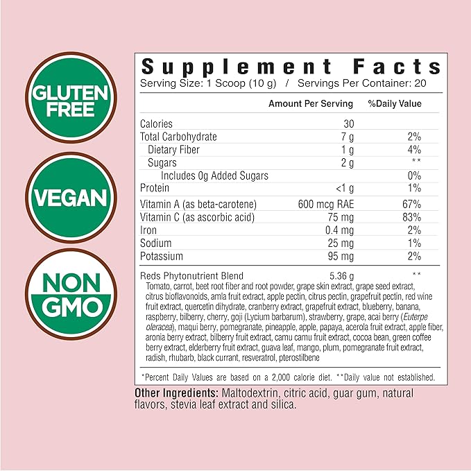 COUNTRY FARMS Super Reds, Energizing Polyphenol Superfood, 48 Super Fruits and Berries, Powerful Antioxidants and Polyphenols, Supports Energy, 20 Servings, Mixed Berry Flavor