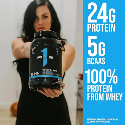 Rule One Proteins, R1 Whey Blend - 24g Fast-Acting Whey Protein Concentrates, Isolates, and Hydrolysates Per Serving, with Naturally Occurring EAAs and BCAAs (1 Pounds*, Chocolate Fudge)
