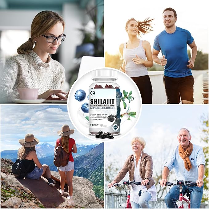 Himalayan Shilajit Gummies with 85+ Trace Minerals & Fulvic Acid for Energy, Immune, Cognitive Support High Potency Pure Natural Shilajit Supplement for Men & Women 60 Gummies (2 Packs)